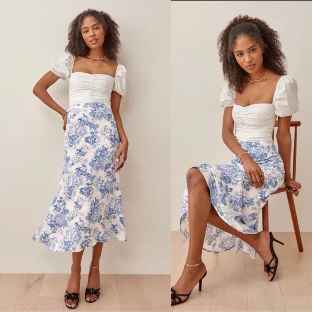 Reformation Bea Midi Skirt in Olympia Size 0